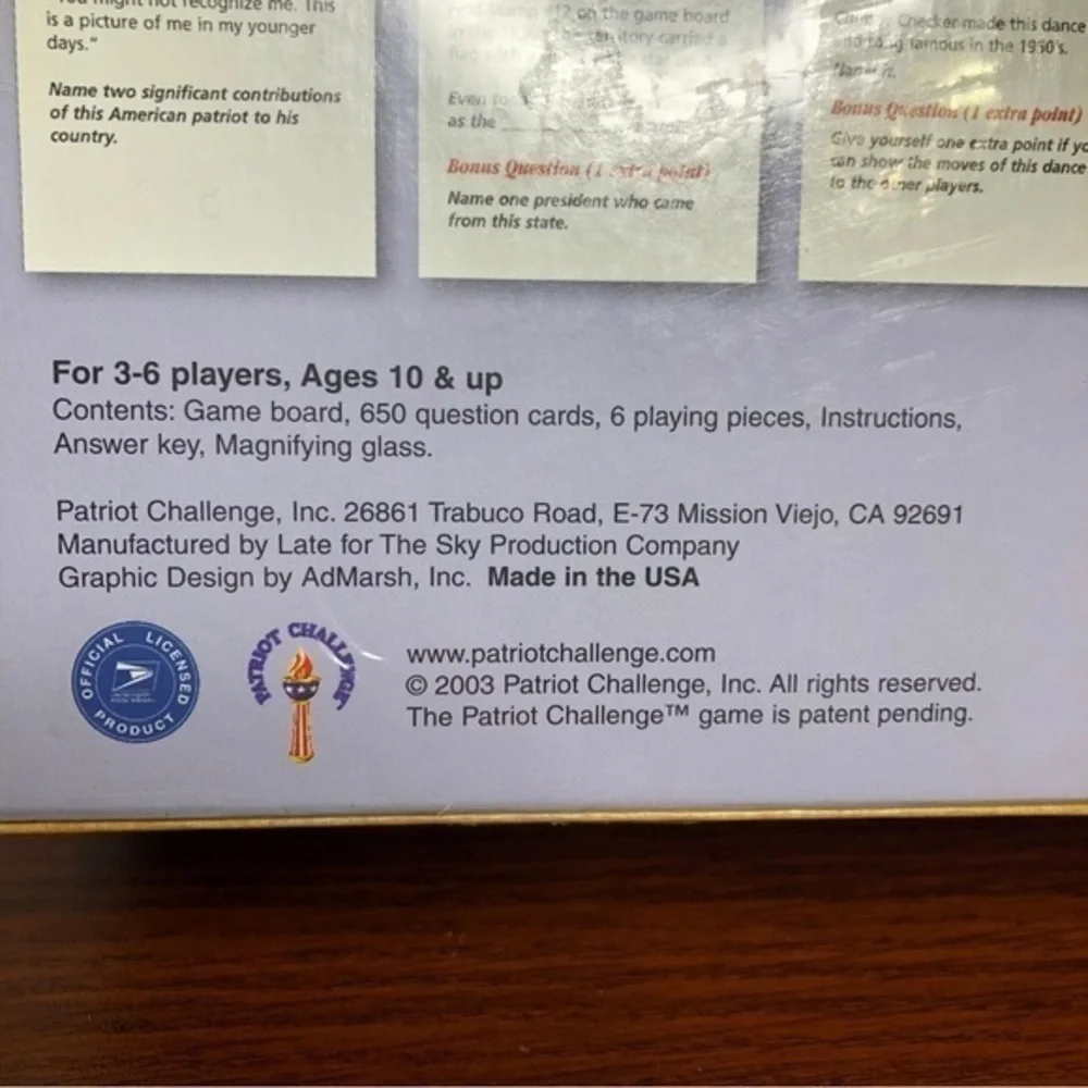 The patriot challenge game stamp collecting‎ americana